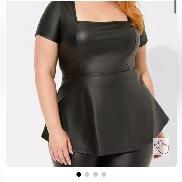 Torrid Black Faux Leather Peplum Top - Picture 6 of 9